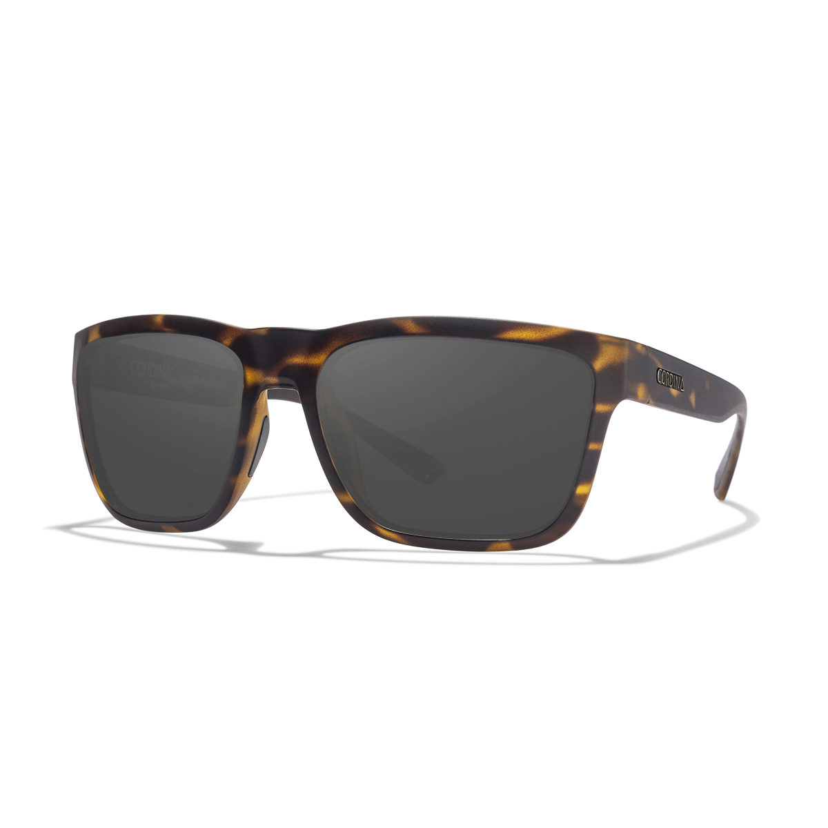 The Drifter, Sunglasses with tortoiseshell frame and grey polarized lenses.