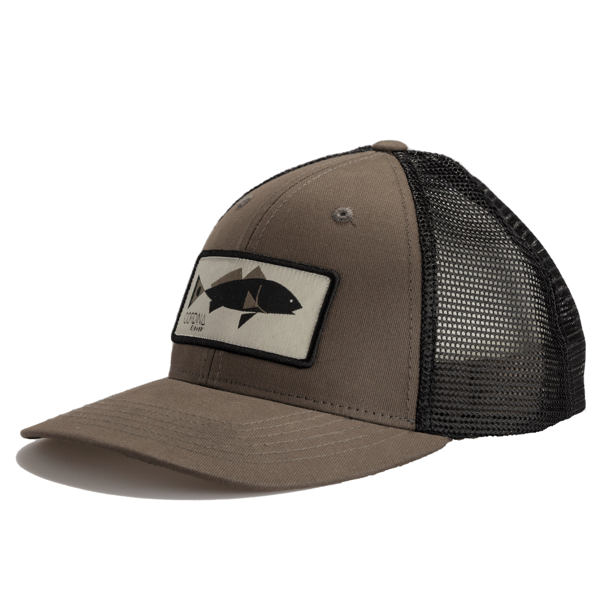 Camo Redfish Trucker Hat Genuine Leather Patch, Fly Fishing Gifts