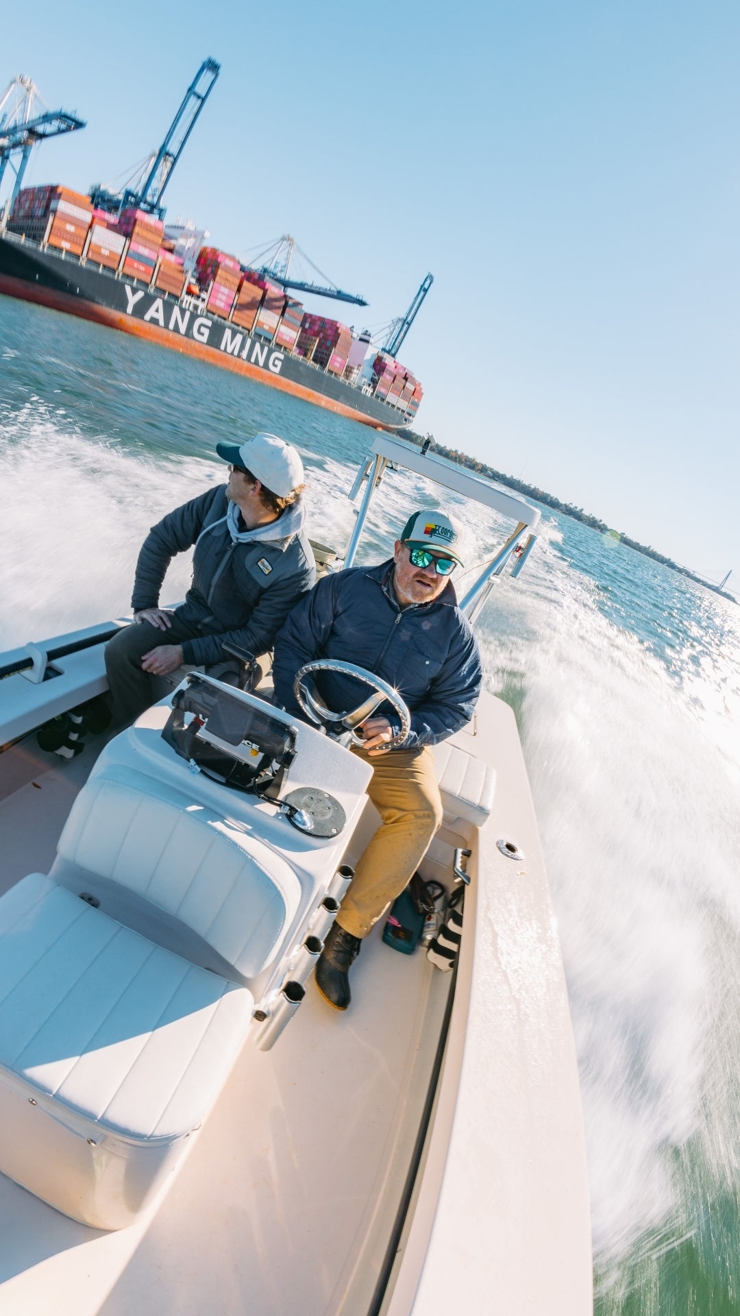 Polarized Sunglasses letting two fly fishermen navigate the Wando River 